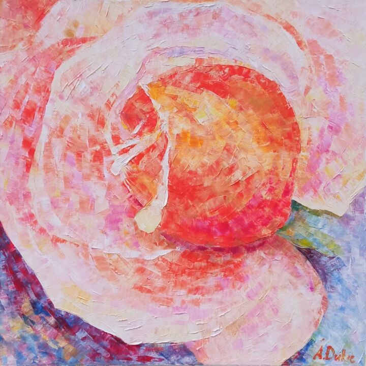 Painting titled "Roze" by Anastasiia Dukic, Original Artwork, Oil