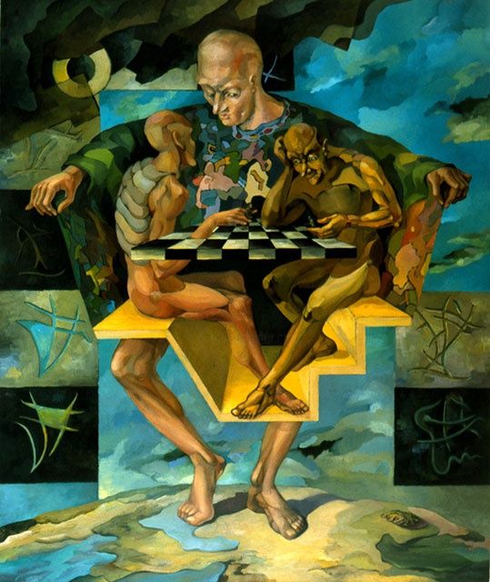 Pintura intitulada "Сhess ("Шахматы"),…" por Alexander Stotsky, Obras de arte originais, Óleo