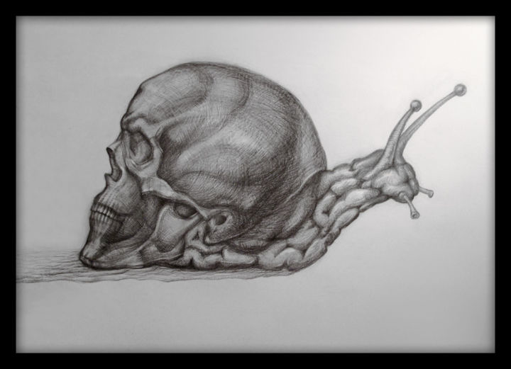 Drawing titled "Snail ,  100x70 cm,…" by Alexander Stotsky, Original Artwork, Pencil