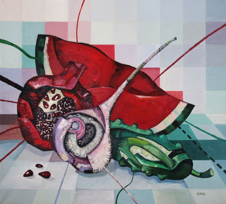 Pittura intitolato "Garlic, watermelon,…" da Alexander Stotsky, Opera d'arte originale, Olio