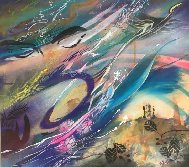 Картина под названием "INSIDE" - Strait Faya, Подлинное произведение искусства, Акрил
