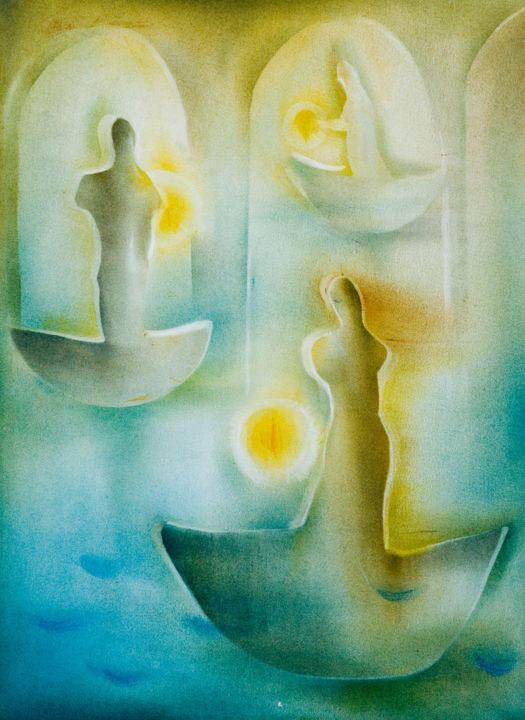 Painting titled "Lights on the way" by Iva Strbova Jarosova, Original Art, Pastel