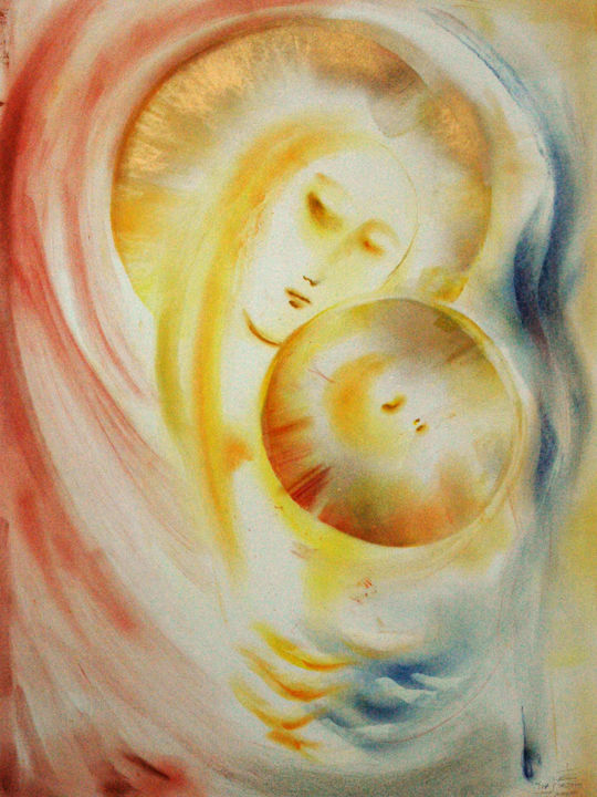 Painting titled "Veil" by Iva Strbova Jarosova, Original Art, Pastel