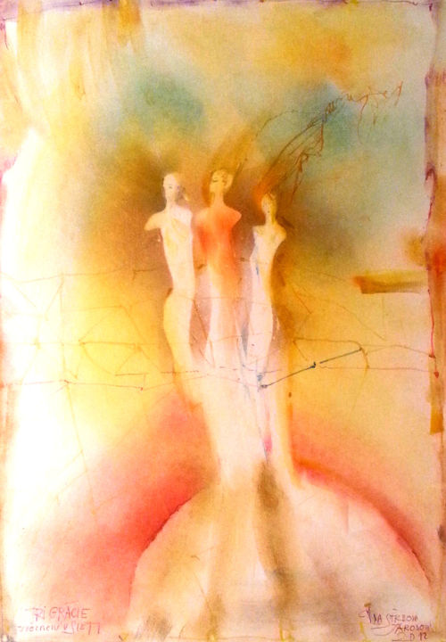 Painting titled "Three Graces" by Iva Strbova Jarosova, Original Art, Pastel