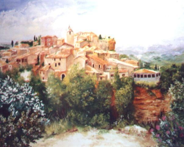 Painting titled "Roussillon" by Géraldine Streichert, Original Artwork, Oil
