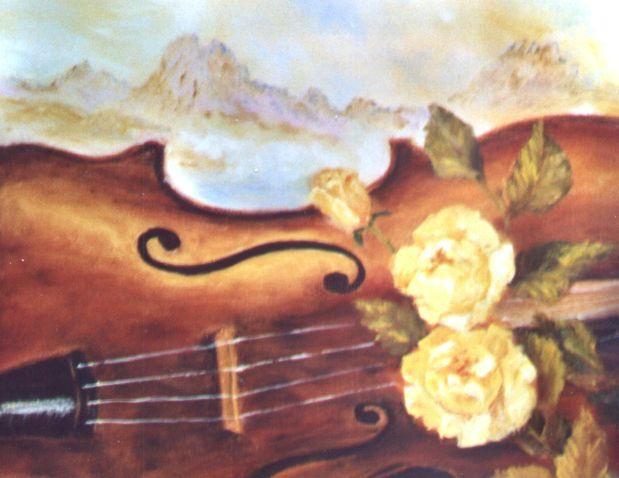 Peinture intitulée "le violon abandonné" par Géraldine Streichert, Œuvre d'art originale, Huile