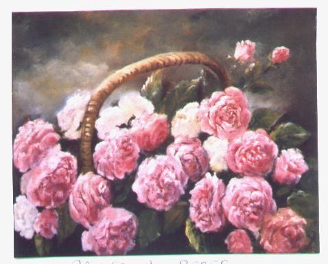 Peinture intitulée "le panier de roses" par Géraldine Streichert, Œuvre d'art originale, Huile