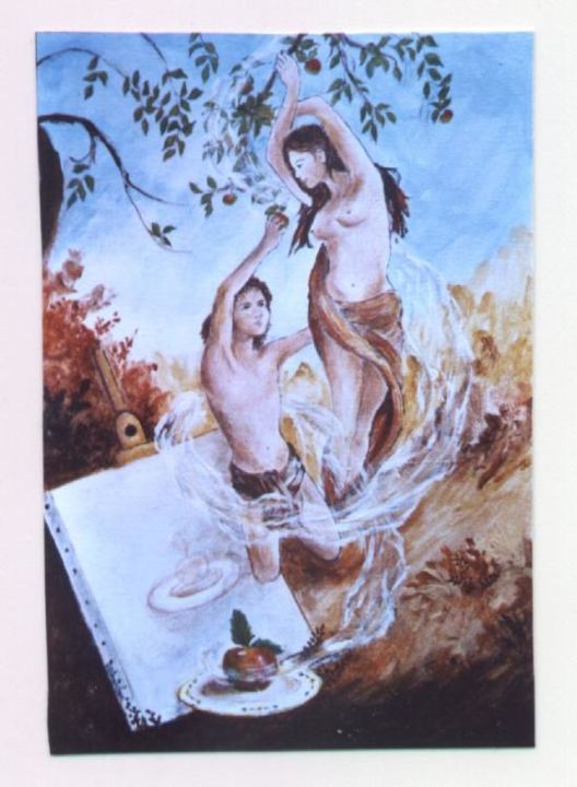 Painting titled "illustration de poé…" by Géraldine Streichert, Original Artwork, Oil
