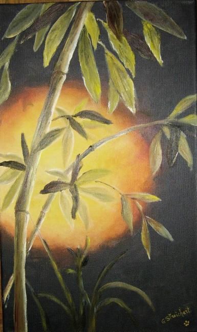 Painting titled "le bambou" by Géraldine Streichert, Original Artwork, Oil