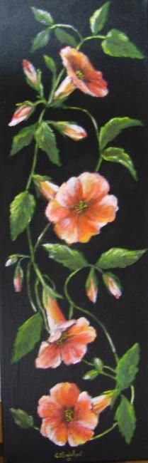 Картина под названием "fleurs de bignonias" - Géraldine Streichert, Подлинное произведение искусства, Масло