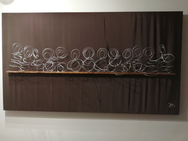 Escultura intitulada "The last supper" por Jose Correia, Obras de arte originais, Arame Montado em Painel de madeira