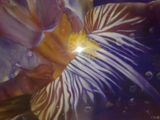 Peinture intitulée "Rosée d'Iris" par Sandrine Cuzzillo-Trigano, Œuvre d'art originale