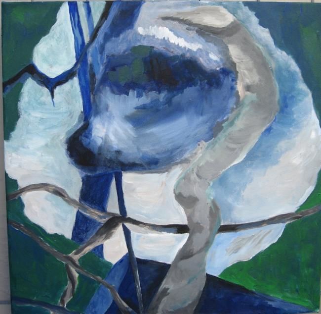 Painting titled "Blue Floral" by Dr. Roseann Labrocca, Original Artwork