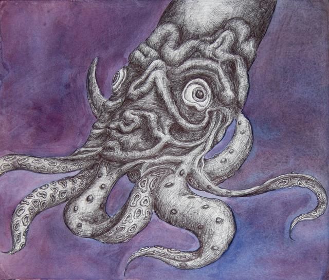 Tekening getiteld "Giant Squid Dedicat…" door Claire Stringer, Origineel Kunstwerk