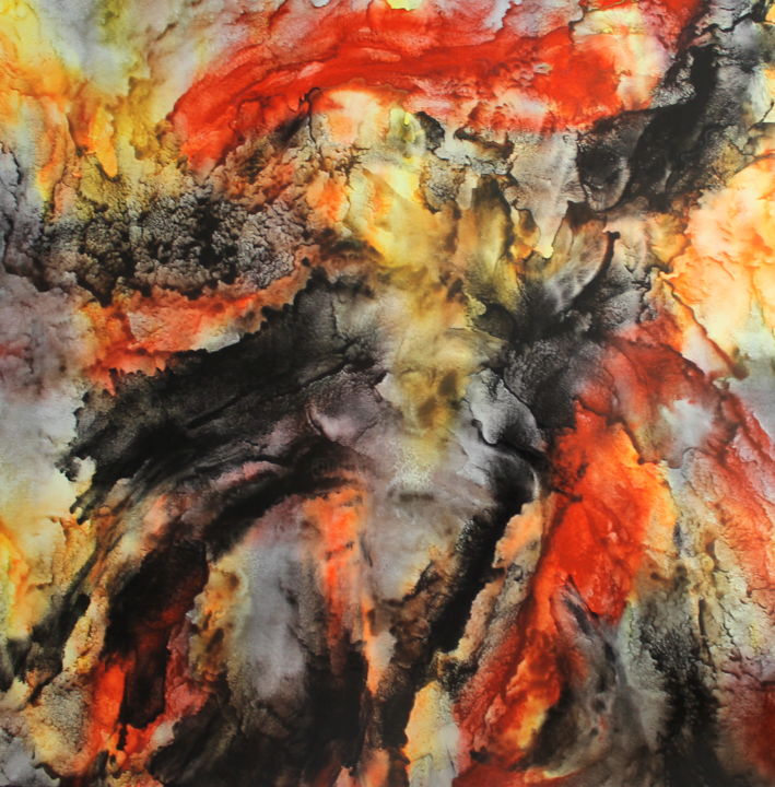 Painting titled "DANTE'S INFERNO 2" by Janez Štros, Original Artwork, Oil