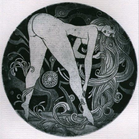 NAKED 2 - Printmaking, 11x11 cm ©1994 by Sergei Trubin -
Figurative Art, Black and White