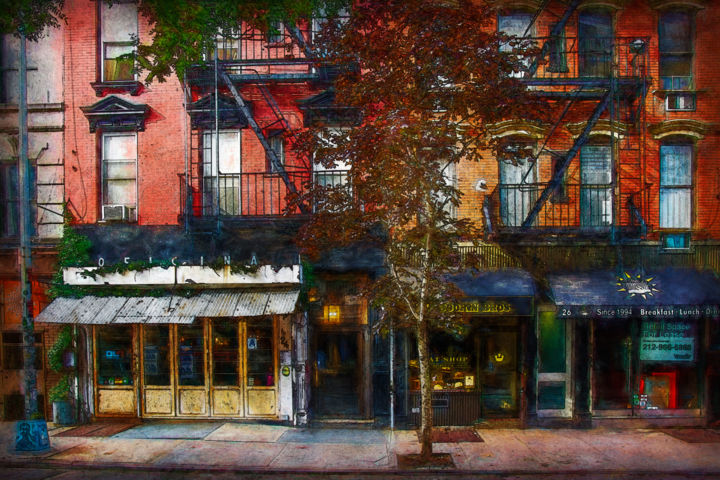Photographie intitulée "New York Restaurant" par Stuart Row, Œuvre d'art originale, Photographie manipulée