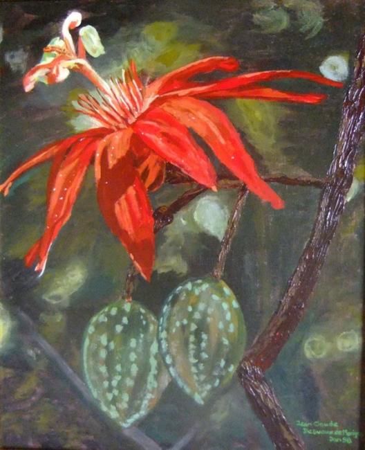 Painting titled "Magnificent red" by Mauritianart, Original Artwork, Oil