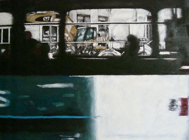 Peinture intitulée "passing tram" par Studio Marcel, Œuvre d'art originale, Huile