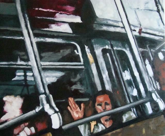 Peinture intitulée "interieur tram" par Studio Marcel, Œuvre d'art originale, Huile