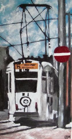 Peinture intitulée "tram 8" par Studio Marcel, Œuvre d'art originale, Huile