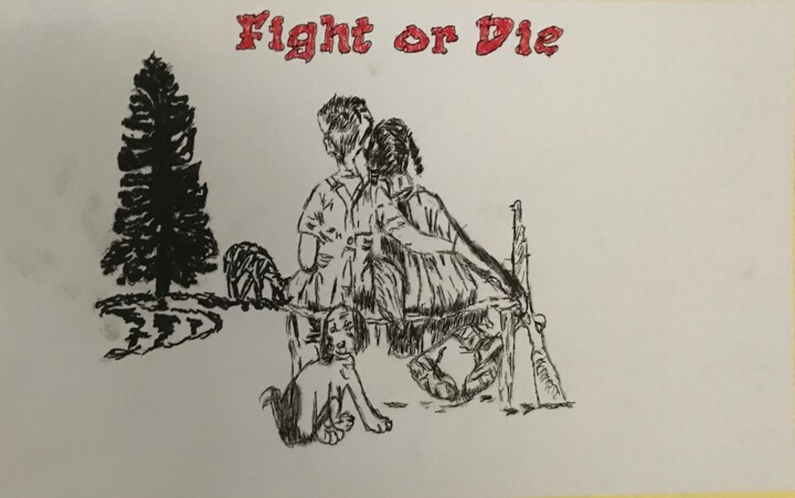 Peinture intitulée "Fight Or Die" par Stüggi, Œuvre d'art originale, Stylo gel