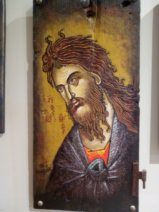Ζωγραφική με τίτλο "Αγιος Ιωαννης" από Στυλιανος Πιπεριδης, Αυθεντικά έργα τέχνης, εγκαυστική