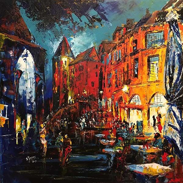 Peinture intitulée "Sarlat 2" par Styvens Chalot, Œuvre d'art originale, Acrylique