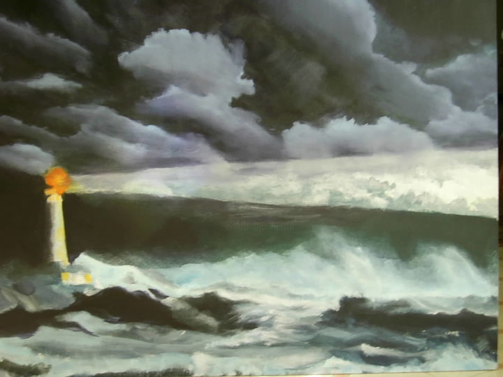 Painting titled "light in the storm" by Su Yurewich, Original Artwork, Oil