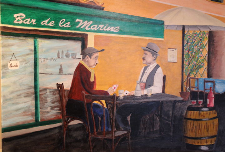 Peinture intitulée "Partie de cartes" par Francois Suard, Œuvre d'art originale, Acrylique