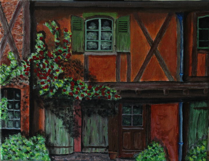 Painting titled "Ferme ancienne" by Francois Suard, Original Artwork, Acrylic