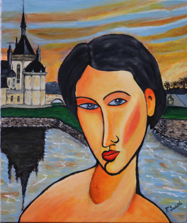 Painting titled "Jeune Fille de Chan…" by Francois Suard, Original Artwork, Acrylic