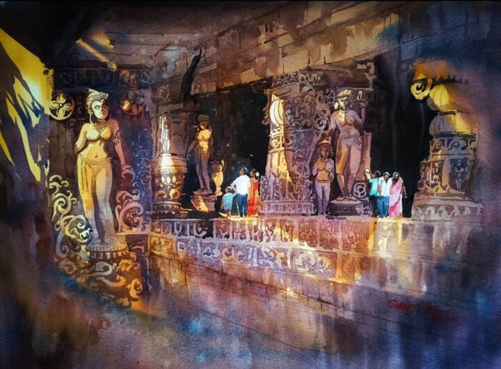 Painting titled "Heritage-X" by Subhajit Paul, Original Artwork, Watercolor