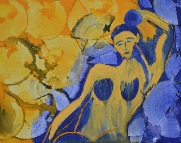 Painting titled "Woman with no color…" by Subi Sri Varshini, Original Artwork, Acrylic