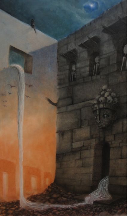 Painting titled "Entra al Culto IV" by Carlos A Manrique Yanqui, Original Artwork