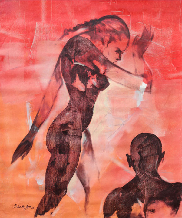 Peinture intitulée "Love" par Subodh Apot, Œuvre d'art originale, Acrylique