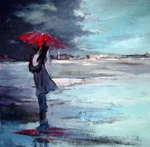 Peinture intitulée "Sous la pluie" par Catherine Suchocka, Œuvre d'art originale