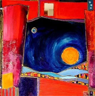 Peinture intitulée "Paysage rouge" par Catherine Suchocka, Œuvre d'art originale