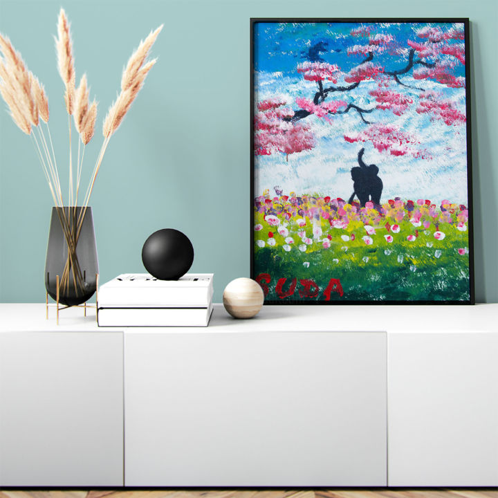 Painting Made By Elephant Suda In Thaila, Painting by Suda The Elephant