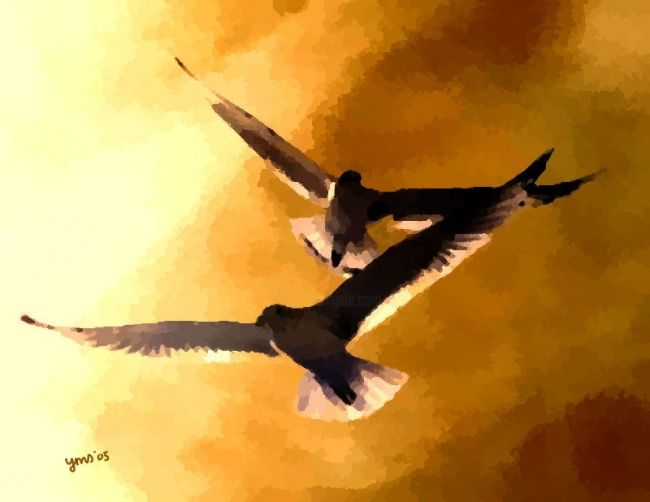 Digital Arts titled "Birds" by Sudarsan Yennamalli, Original Artwork, Digital Painting