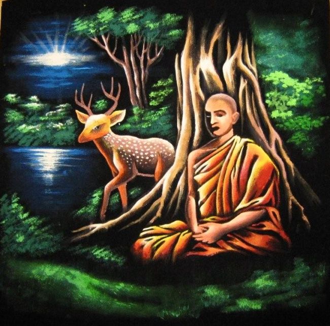 Peinture intitulée "Meditation" par Sudath Berugoda Arachchi, Œuvre d'art originale, Huile
