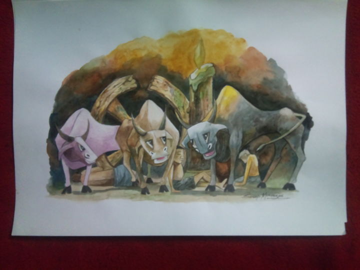 Peinture intitulée "2013-10-16-10-02-32…" par Sudeep Mukherjee, Œuvre d'art originale, Aquarelle