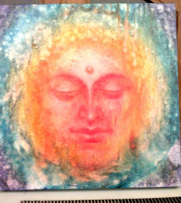 Painting titled "BUDDHA HOOD" by Sudha Sama, Original Artwork