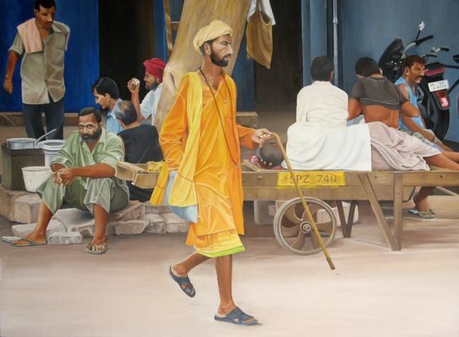 Painting titled "Passing By" by Sudhir Pillai, Original Art, Oil