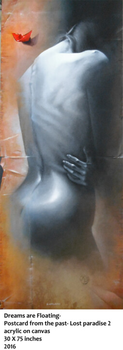 Painting titled "dreams-are-floating…" by Sudipta Kundu, Original Artwork, Acrylic