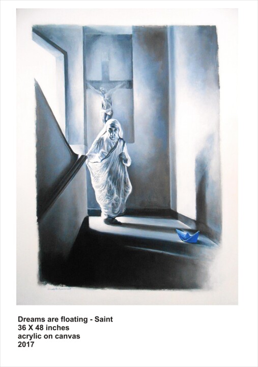 Painting titled "Dreams are Floating…" by Sudipta Kundu, Original Artwork, Acrylic