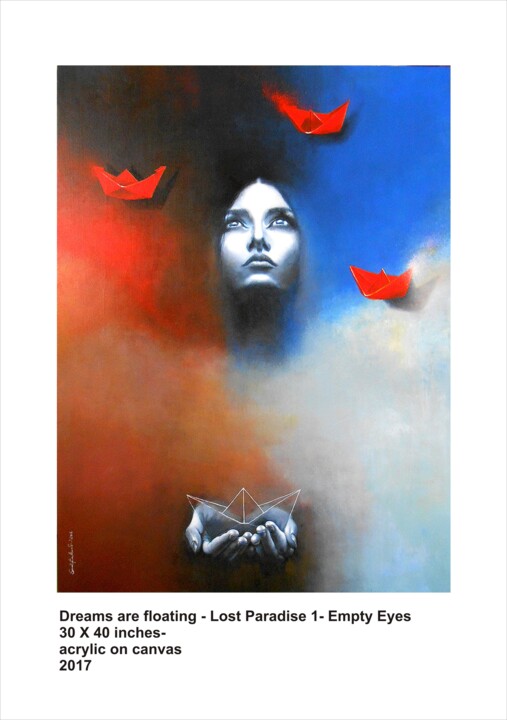 Painting titled "Dreams are Floating…" by Sudipta Kundu, Original Artwork, Acrylic