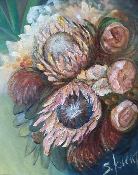 Painting titled "Fragrant Memories" by Sue Lorenz, Original Artwork, Oil Mounted on Wood Stretcher frame
