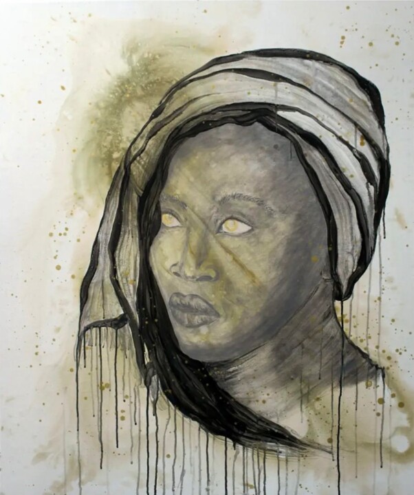 Ζωγραφική με τίτλο "Tereza" από Sue Vicente, Αυθεντικά έργα τέχνης, Ακρυλικό