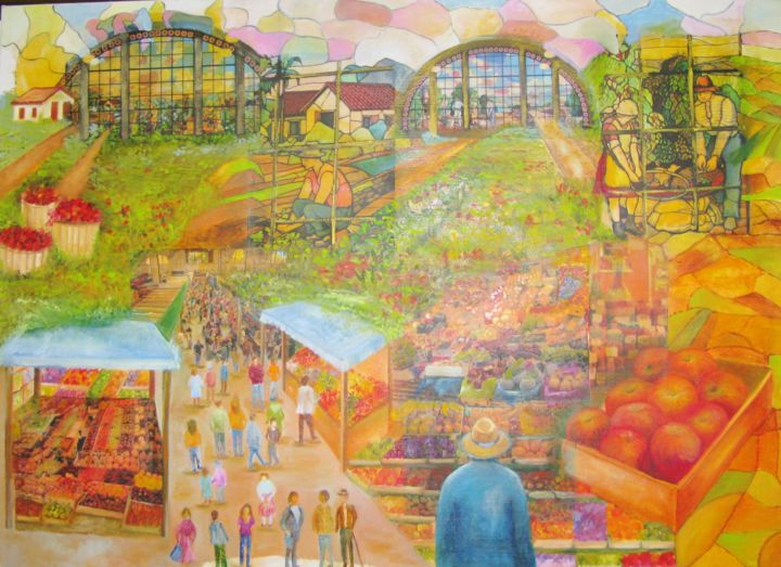 Pintura intitulada "Mercado Municipal" por Sueli Costa, Obras de arte originais, Outro